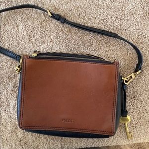 Brown and black fossil purse